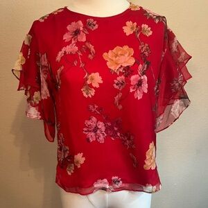 Vince Camuto Floral Red Women's Top